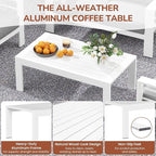 Solaste Aluminum Patio Furniture Set for All Weather, Oversized Metal Outdoor Furniture Set with 27.5" Deep Seating and 3.2" Wide Armrest, Outdoor Patio Conversation Set with 5" Cushion, White