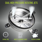 Hourleey 16" Pressure Washer Surface Cleaner, Stainless Steel Surface Cleaner with 4 Wheels for Concrete, Patio, Sidewalk, Deck, Pathway 1/4" Quick Connector, 2 Extension Wand, 4000 PSI