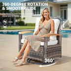 MEISSALIVVE 9 Pieces Outdoor Patio Furniture Sets,PE Wicker Patio Conversation Sets with 2 Wood Armrests Swivel Rocker Chairs,2 Single Chairs, 2-seat Sofa and Coffee Table(Brown)