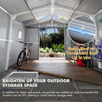 10x12 Metal Shed with Floor Frame Kit, Reinforced Construction - Translucent Roof Panels for Natural Light, Lockable Doors, Vents and Windows, Weatherproof Outdoor Storage for Garden/Backyard/Patio