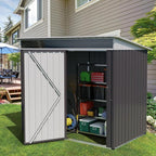 Vongrasig 6x4 FT Outdoor Storage Shed, Metal Garden Shed Clearance with Window and Lockable Door, All-Weather Sloping Roof Tool Shed for Backyard, Patio, Dark Gray