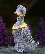 Nacome Solar Goose Outdoor Statues for Garden: Outside Decor with Glowing Flower Clearance for Porch Yard Art Lawn Ornaments Patio Balcony - Birthday Gifts for Women Mom Grandma(Gray)