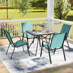 Tangkula Patio Dining Chairs Set of 4, Outdoor Stackable All Weather Heavy Duty Dining Chairs Set with Armrests, Support 330 LBS, for Poolside, Backyard, Garden, Deck, Front Porch (Turquoise Blue)
