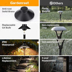 Gardenreet Brass Landscape Path Lights - 12V Low Voltage Pathway Light IP65 Waterproof, LED Outdoor Walkway Lighting Wired, Black for Patio Lawn with 3W 2700K Warm White G4 Replaceable Bulb (10 Pack)
