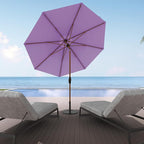 Midtown Umbrellas Wooden 2-9 Feet Outdoor Patio Umbrella, Terylast Midtown Purple Fabric, Aluminum Frame For Backyard Umbrella, Deck Umbrella, Garden Umbrella & Pool Umbrella - Wooden Pole