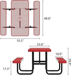 4FT Picnic Tables for Outdoors, Rectangular Commercial Metal Picnic Table Bench Set with Umbrella Hole,Heavy Duty Steel Weather-Resistant Dining Table for Patio Dining Garden Backyard BBQ School