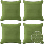 Decorative Outdoor Water Repellent Throw Pillows with Inserts, Set of 4, 20" x20" Pillows for Patio, Backyard, Bed, Couch, and Patio Furniture, Lawn Green