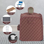 COSTWAY Portable Steam Sauna, Remote Control, 3L Steamer, Foldable Sauna Spa with 9 Temperature and 90 Mins Timer, Atomization, Personal Sauna Hat Tent for Detox Relaxation (Coffee)