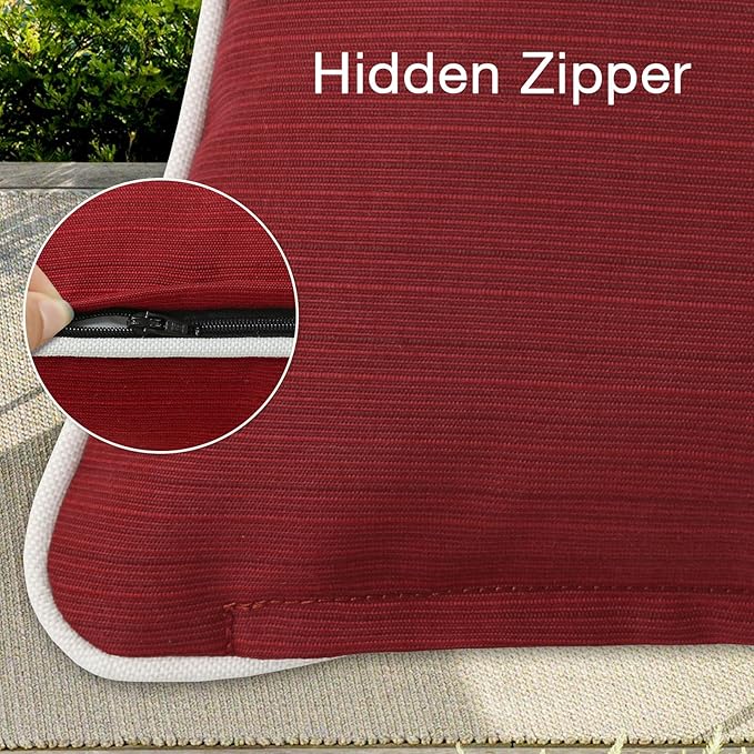 Decorative Outdoor Water Repellent Throw Pillows with Inserts, Set of 4, 20" x20" Pillows for Patio, Backyard, Bed, Couch, and Patio Furniture, Red