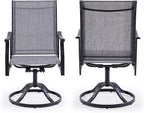 Patio Swivel Chairs Set of 2, Outdoor Dining Chairs with Textilene, Swivel & Rocker Metal Outdoor Patio Dining Chair All-Weather for Backyard, Grey Fabric with Black Frame