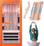 Infrared Sauna 1495W Wooden Saunas Spa Room Pacific Clear Cedar Wood Single Person Indoor Saunas with Special Shaped Comfortable Backrest 32.68 * 47.24 * 69.29 Inch