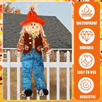 Marsui 1 Pcs 59" Large Outdoor Scarecrow Fall Harvest Thanksgiving Halloween Decoration, Life Size Standing or Sitting Scarecrow Outside Decor for Autumn Garden Yard Porch (Boy)