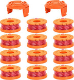 Trimmer Spool Line for Worx 14 Pack WA0010 Edger Spools Replacement for Worx Weed Eater String Suitable for Worx String Trimmers(12 Grass Trimmer Line, 2 Trimmer Cap)