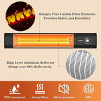 2S Fast Heating Infrared Outdoor Heater, 9 Heating Levels Electric Patio Heater with Motion Sensor, 34 In 9H Timer Remote Control Wall Mounted Garage Heaters, for Porch, Gazebo, Workshop and Indoor
