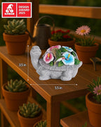 Solar Turtle Figurine Lights with Hummingbird Flower 5.5-inch – Garden Statue for Outdoor Yard Decorations, Lawn Ornaments, Balcony Decor – Ideal Gift for All Occasions (Turtle)