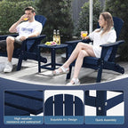Plawdlik Hdpe Outdoor Adirondack Side Table, Wooden Textured, Set for Patio, Garden, Porch, Pool Composite Patio, Backyard, Bathroom and Indoor, Maintenance & Weather Resistant(Navy Blue)