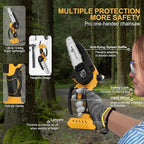 6 In Chainsaw Compatible with DeWalt Battery 20v - Mini Electric Cordless Brushless Chain Saw Handheld Compact Portable Mobile Small Trimming Pruning Chainsaw Set(Not Battery)
