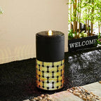 Glitzhome Metal Cutout Water Fountain with Pump, Adapter and LED Light, Modern Black Cutout Bird Bath Garden Outdoor Fountain and Waterfalls 24''H, Freestanding Fountains for Patio Backyard Decor