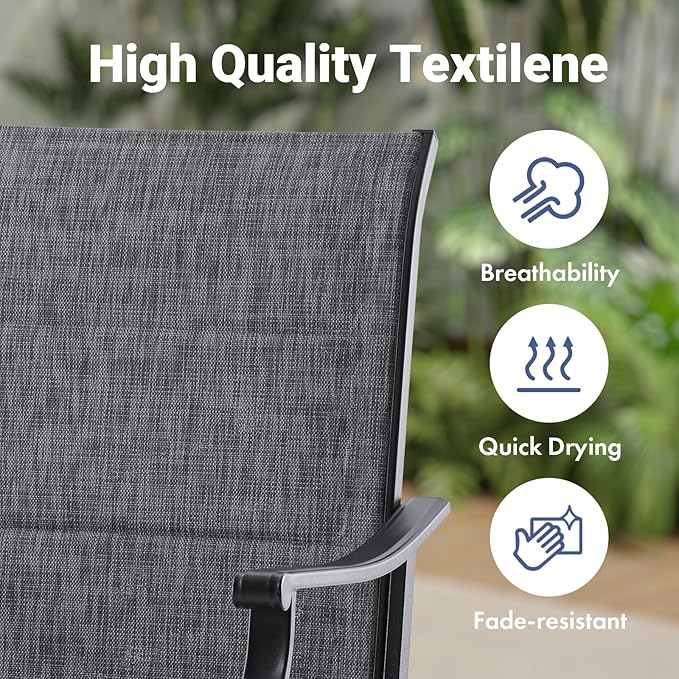 Soohow Swivel Outdoor Dining Chairs Set of 8, Patio Swivel Dining Chair with Textilene Fabric, Outdoor Metal Armchair All Weather Resistant, Ergonomic Comfort, Perfect for Patio, Backyard, Balcony