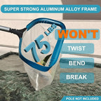 POOLWHALE Pool Net - Professional 20" Swimming Pool Leaf Skimmer Rake, Aluminum Frame Deep Nylon Bag, Ultra Fine Mesh Nets for Cleaning Leaves, Sand, Pollen, Finest Debris (No Pole)