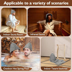 Sauna Backrest Sauna Accessories Wooden Slip-Resistant Non-Toxic Comfortable S-Shape Design Sauna Chair - Sauna Accessories with Felt Sauna Hat, Seat Pad and Slippers for Any Barrel or Infrared Sauna