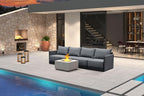 PURPLE LEAF 4-Piece Small Conversation Set Patio Conversation Sets All Weather Outdoor Couch Sectional Set with Cushion for Garden Poolside Backyard Gray