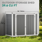 DWVO 41Cu.ft Horizontal Resin Storage Shed Without Shelf, All Weather 4.7x2.5 FT Outdoor Storage Shed with Hydraulic Struts, 3 Locks, Lockable to Floor for Garden Tools, Trash Cans, Gray