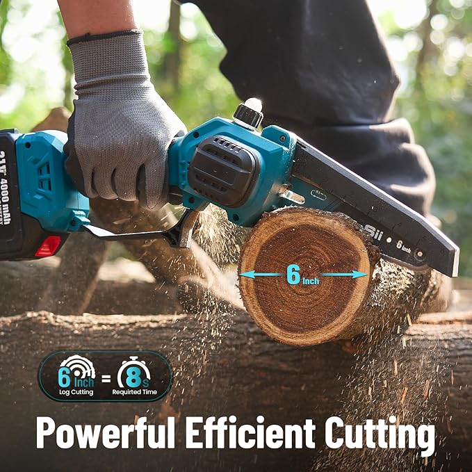 SEESII 2-in-1 Pole Saws for Tree Trimming: Electric Mini Chainsaw 6 Inch Cordless, 2 x 4000mAh Batteries Tree Pruner, Brushless Chain Saw with Extension Pole for Limb Branch Cutter,16Ft Reach