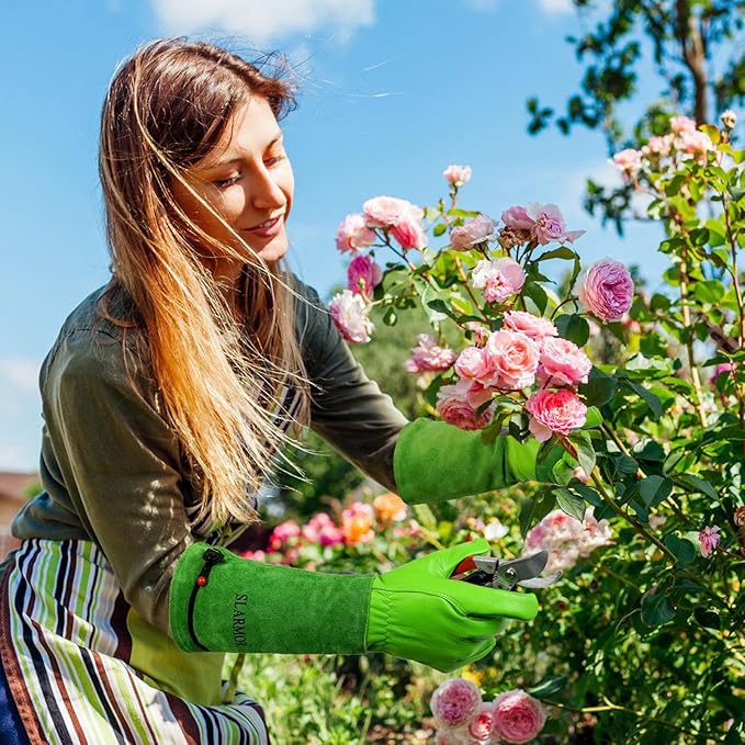Long Gardening-Gloves Women/Men-Thorn proof Rose Pruning Heavy Duty Gauntlet-S