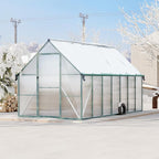 8X14 ft Polycarbonate Greenhouse with Aluminum Frame, Polycarbonate Greenhouse for Outdoors, Greenhouses with Ventilation and Rain Gutter, Aluminum Large Walk-in Greenhouses for Outside