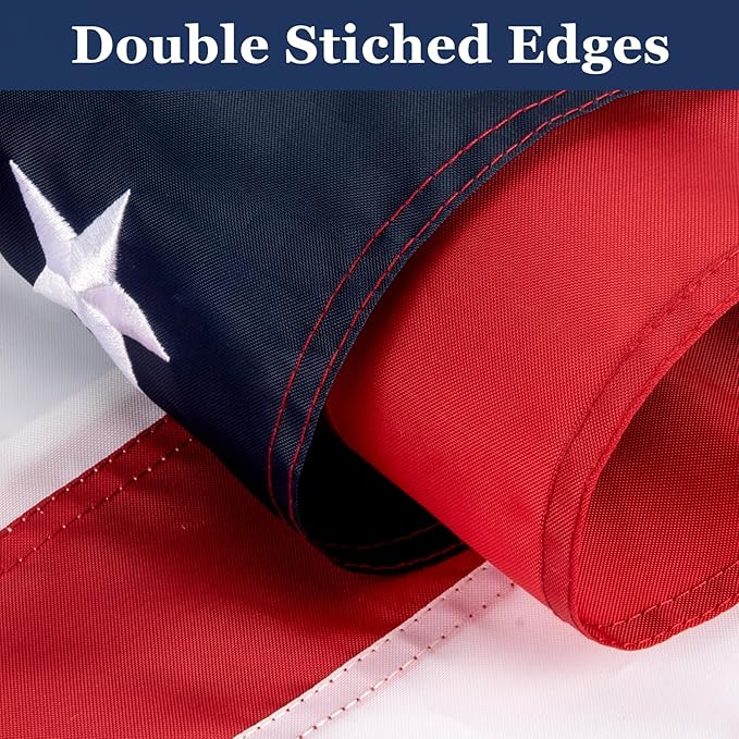 American Flags for Outside 3x5 Ft; American Flags 3x5 Outdoor Heavy Duty. Durable 250D Polyester US flags with Premium Embroidered Stars, Sewn Stripes, Brass Grommets, and Vibrant Colors.