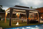 12' x 20' Outdoor Hardtop Gazebo Aluminum Frame with Double Metal Roof, Canopy Netting, Curtain, Patio Permanent Galvanized Steel Gazebo for Backyard, Garden, Party, Deck, Lawn