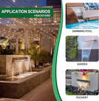 Waterfall Pool Fountain LONGRUNNEW 304 Stainless Steel 35.4" Rectangular Waterfall Spillway, Water Fall Fountain with Pipe Connector for Garden Outdoor, Swimming Pools, Fountains, Pond and Spa