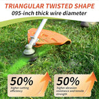 5 Pack String Trimmer Line Compatible with Ego String Trimmer 0.095" 70FT Weed Eater String Pre-Cut Dual Color Fast-Positioning Triangular Twisted Trimmer Line Universal Fit Weed Wacker String