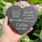 Yorkshire Terrier Memorial Stone, Heart-Shaped Pet Memorial Plaque, 9.8x9.8 Inches, Slate Stone, Forever Loved