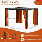 Gazebo Universal Replacement Privacy Curtain,10'×10' Gazebo Outdoor Waterproof Curtains, 4-Panels Sidewall Curtains with Double Zipper for Patio Canopy, Garden and Backyard (Curtain Only)