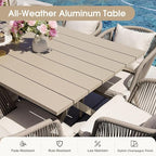 PURPLE LEAF 11 Pieces Patio Dining Set Wicker Outdoor Furniture Rectangular Table and Chairs Set for Garden Deck Aluminum Frame Backyard Kitchen Set, Cushions and Pillows Included Champagne
