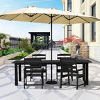 LOUNZY 5 Pieces Patio Dining Sets, Outdoor HDPE Furniture Set for 4 w/ 2" Hole Cut-Out Dining Table with 4 Patio Chairs for Pool, Lawn and Garden,Black