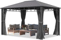 TOOLPORT Hardtop Gazebo 10x13 ft with Steel Roof - 4 Side Panels in Gray - Approx. 3.54x3.54 in Aluminium Poles