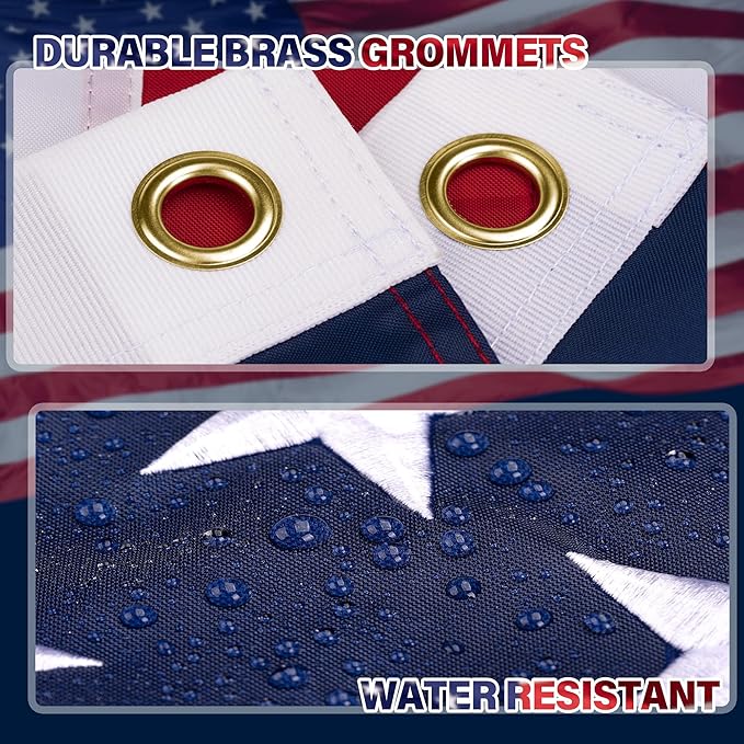 XIFAN Premium American Flag 6x10 Outdoor, Heavy Duty 420D Tough Polyester, Long Lasting US Flags for High Wind Outside with Embroidered Stars, Sewn Stripes, 3 Brass Grommets