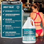 Pool Stabilizer - Cyanuric Acid Pool Stabilizer, Liquid Chlorine Stabilizer for Pool Chemicals, Swimming Pool Conditioner Stabilizer, Pool Stabilizer for Salt Pool & Chlorine, 1 Gallon