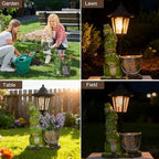 Frog Solar Garden Outdoor Statue with Lantern and Flowerpot Patio, Balcony, Shelf, Tabletop, Lawn Decoration - Unique Housewarming, Birthday, Thanksgiving, Mom Gifts