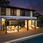 10 * 28FT Pergola,Outdoor Gazebo,Hardtop Lean to Gazebo,Wall Mounted Pergola,Pergolas Gazebos Clearance,Aluminum Frame Pergola,UV Resistant Patio Roof,Patio Awnings for Porch,Lawn,Backyard