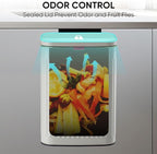 2.11Gallon 8L Carbon Steel Trash Can Door Compost Bin Wall Mounted 2 Ways Sliding Lid Compost Bin Countertop Kitchen Hanging Cabinet Door Trash Bin Metal Garbage Bin Cubo de Basura Ivory