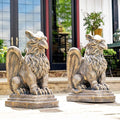 Zaer Ltd. Set of 2 Garden Griffin Statues, Magnesium-Cement Sculptures, 28.3" H Outdoor Entrance Decor (Aged Bronze)