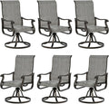 UDPATIO Patio Swivel Dining Chairs Set of 6, Outdoor Dining Chairs High Back with All Weather Breathable Textilene, Metal Rocking Frame for Lawn Garden Backyard, Gray White