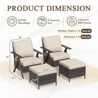 Outdoor Patio Wicker Chair Set of 2, Bistro Chair Set Patio Conversation Sets for Garden Lawn & Poolside