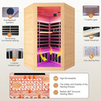 Sauna Room Far Infrared Saunas Home 1 to 3 Person Canadian Hemlock 2180W Low-EMF Dry Sauna with Oxygen Bar/7 Color Therapy/9 Heating Plates/Control Panel/Speakers 20-Year Aftersale
