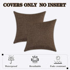 Kevin Textile Pack of 2 Decorative Outdoor Waterproof Pillow Covers Garden Checkered Cushion Sham Throw Pillowcase Shell for Patio Tent Couch 20x20 Inch Brown