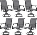 Soohow Swivel Outdoor Dining Chairs Set of 6, Patio Swivel Dining Chair with Textilene Fabric, Outdoor Metal Armchair All Weather Resistant, Ergonomic Comfort, Perfect for Patio, Backyard, Balcony
